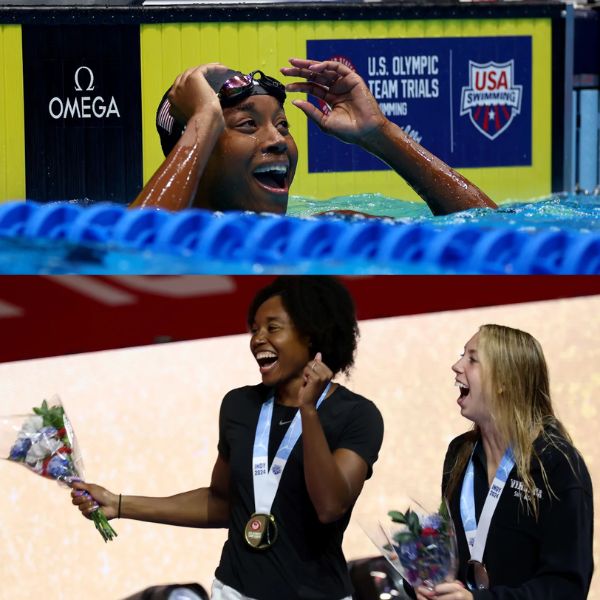 Cover Image for Simone Manuel wins 50m freestyle at US Olympic swimming trials as she continues return from overtraining syndrome