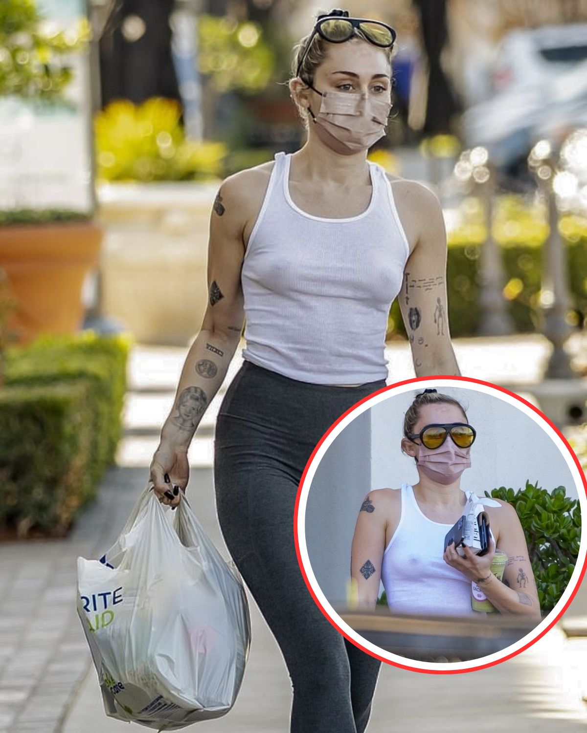 Cover Image for Miley Cyrus leaves little to the imagination as she goes braless in white tank top for drug store run in Calabasas