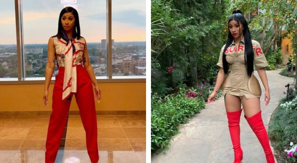 Cover Image for Cardi B presents in a thigh-skimming Burberry outfit in provocative snap… in the wake of being prosecuted by great jury on 14 charges over strip club fight