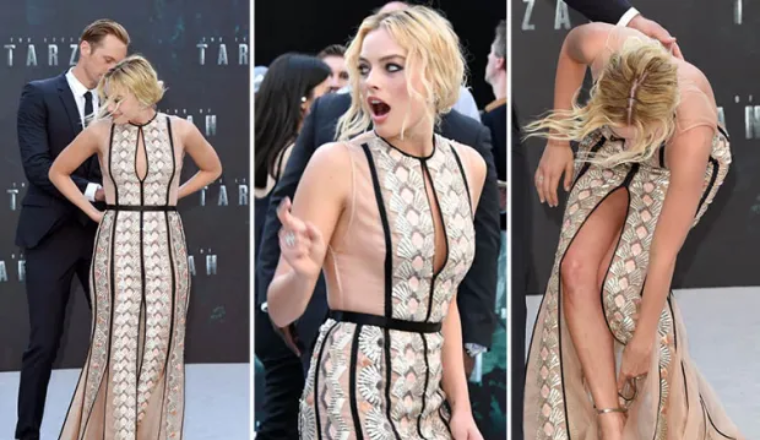 Cover Image for Margot Robbie narrowly avoids wardrobe malfunction as she joins stars at Tarzan premiere