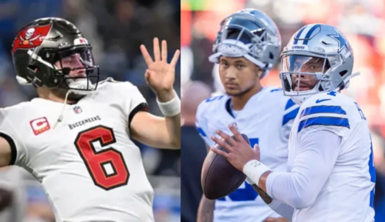 Cover Image for Cowboys Contract Solution for Dak Prescott vs. Trey Lance QB ‘Controversy’: Baker Mayfield?