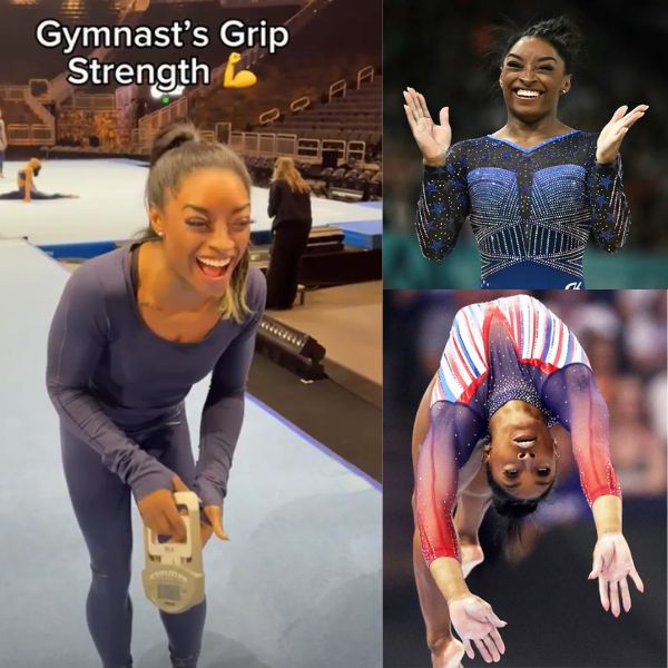 Cover Image for Simone Biles mocked by teammate Paul Juda in viral grip test challenge