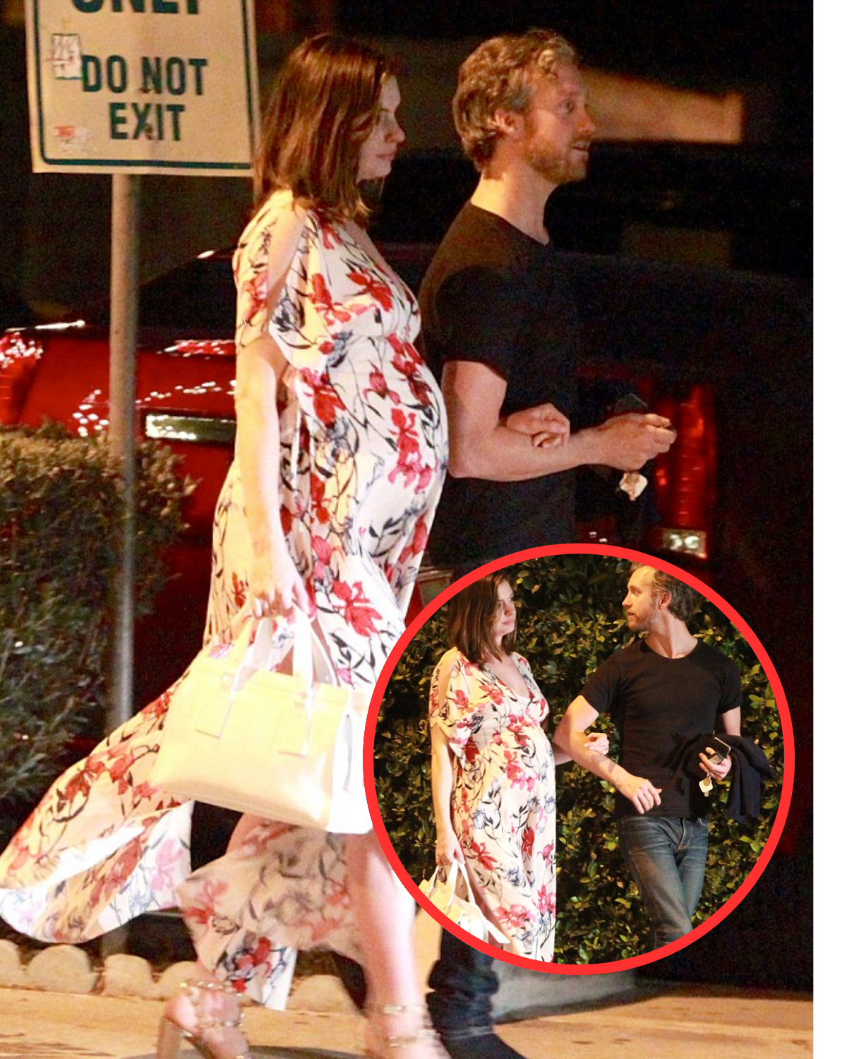 Cover Image for Pregnant Anne Hathaway displays beautiful baby bump in a flowing floral dress as she enjoys date night with husband Adam Shulman