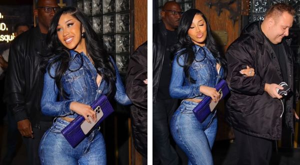 Cover Image for Cardi B shows off her curves in a sexy denim look as she enjoys a night out in NYC